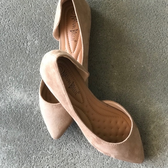 Nature Breeze Taupe Faux Suede Pointed Toe Flat 10 - Picture 3 of 7